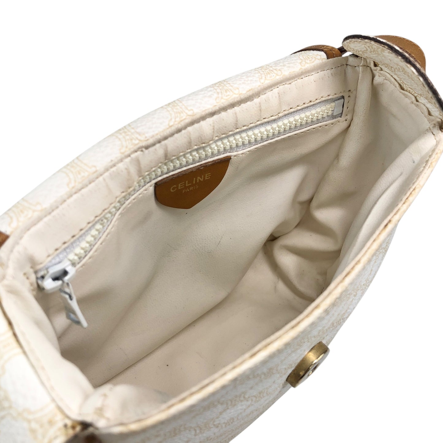 CELINE Macadam Horse Bit Shoulder bag White Vintage ctjind