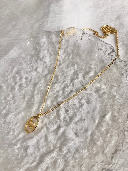 Christian Dior Logo Necklace Gold Vintage b3nfby