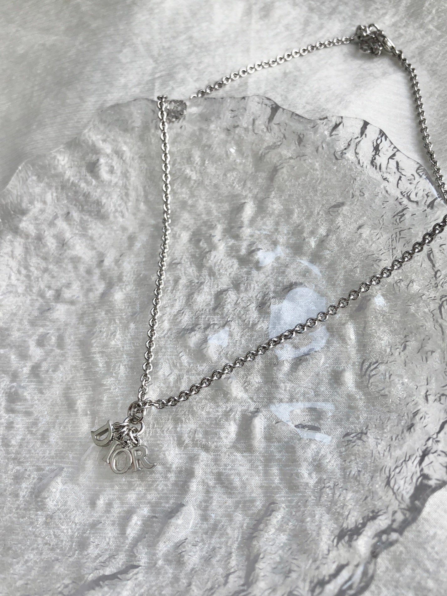 Christian Dior Logo Motif Necklace Silver Vintage 7uav88