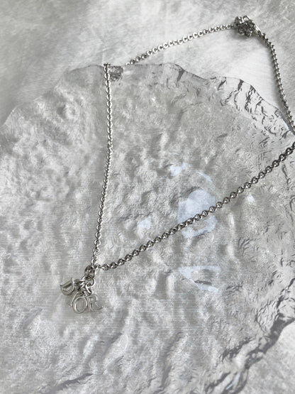 Christian Dior Logo Motif Necklace Silver Vintage 7uav88