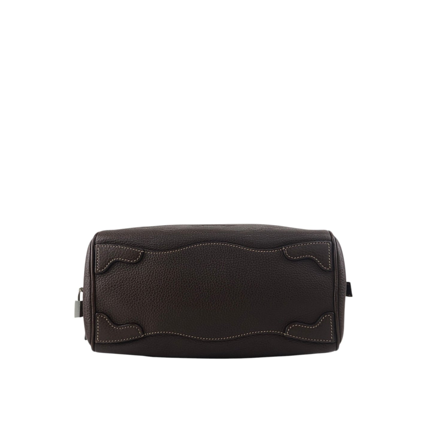 PRADA Logo Embossed Handbag Boston bag Brown Vintage pn7xkf