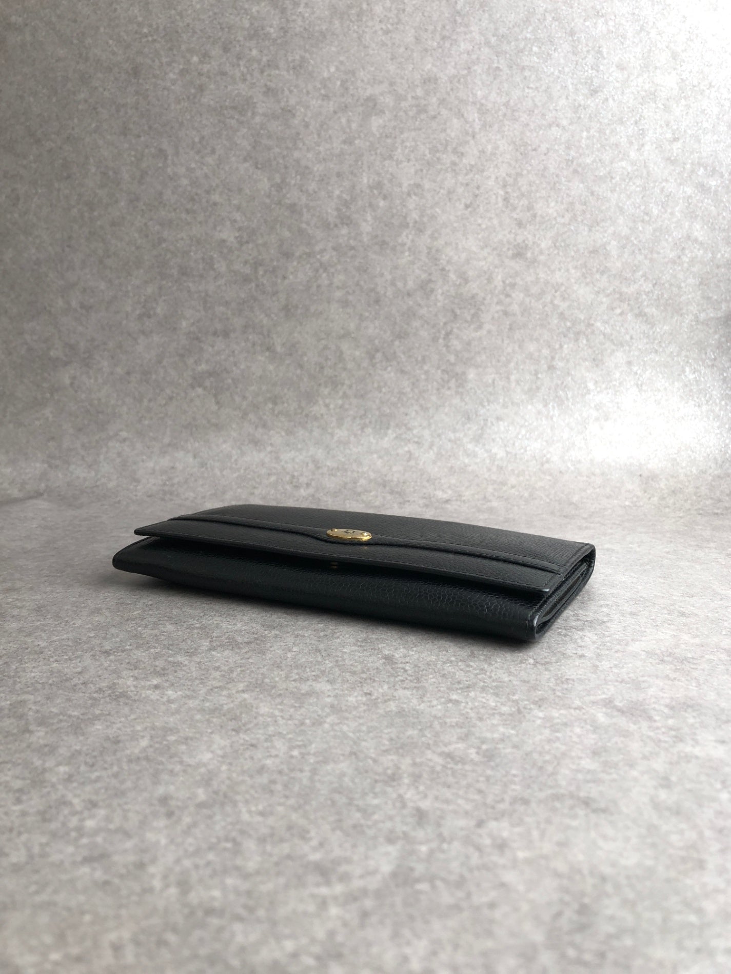 Christian Dior Metal Clasp Long Wallet Black Vintage k8a5us