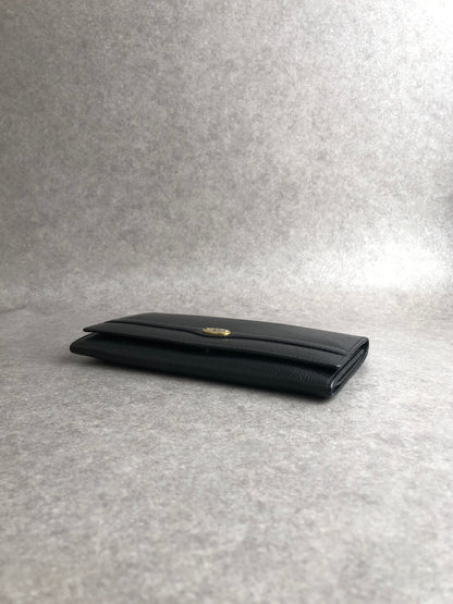 Christian Dior Metal Clasp Long Wallet Black Vintage k8a5us