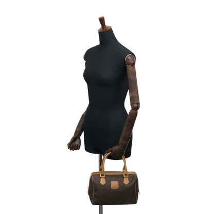 CELINE Macadam Blason Small Boston bag Handbag Brown Vintage tudkhm