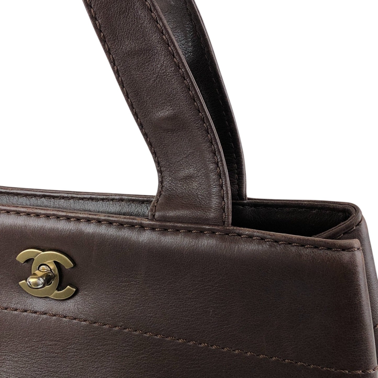 CHANEL Coco Mark Turn Lock Two-way Handbag Shoulder bag Brown Vintage kkmbzd