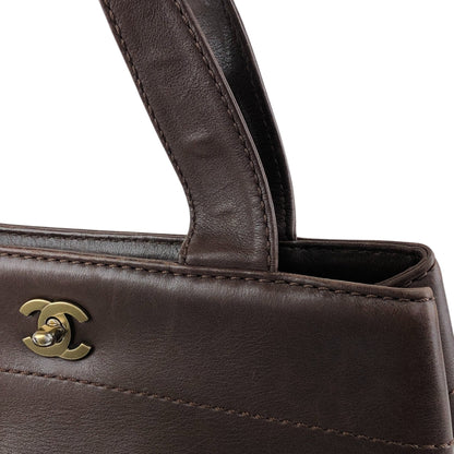 CHANEL Coco Mark Turn Lock Two-way Handbag Shoulder bag Brown Vintage kkmbzd