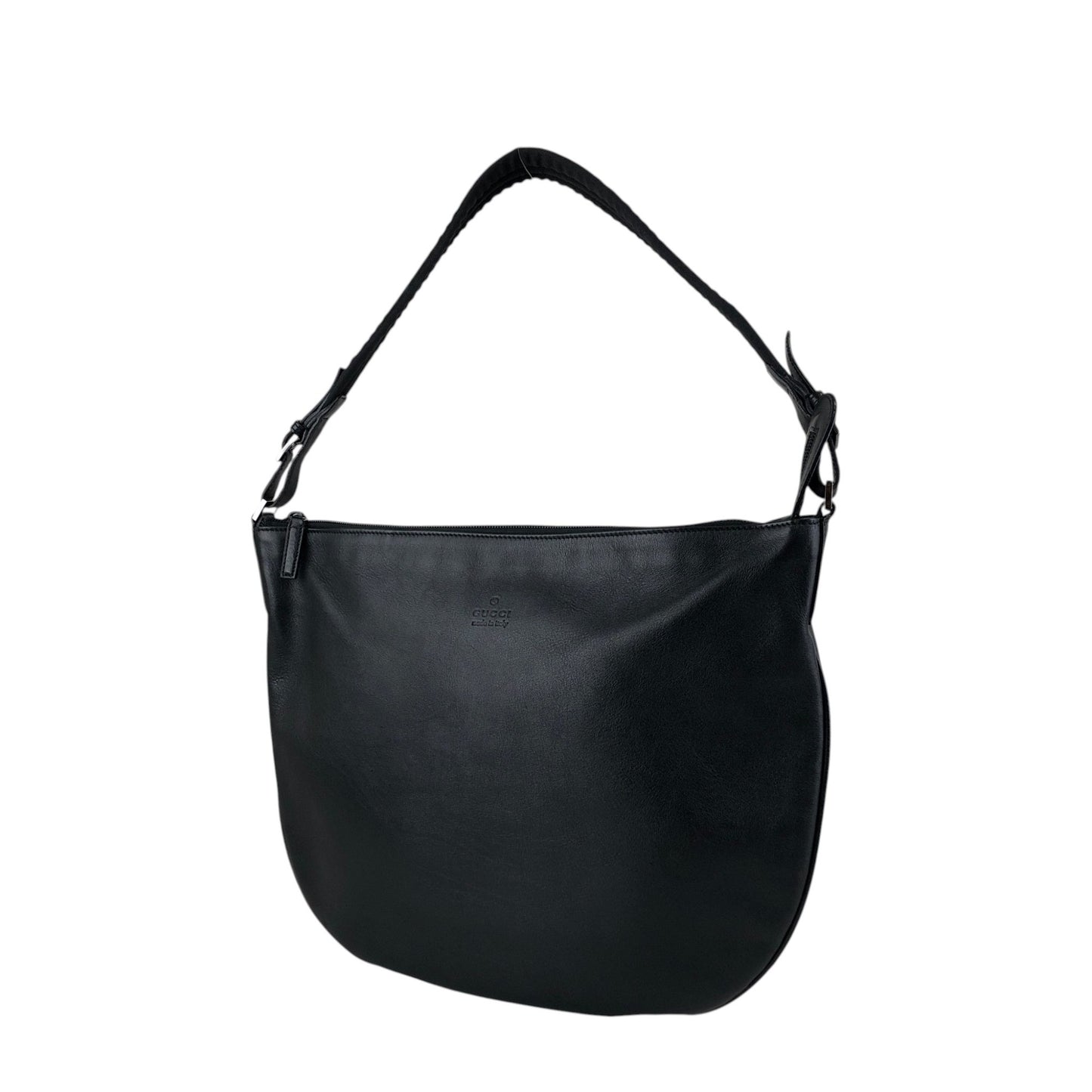 GUCCI Logo Embossed Shoulder bag Black Vintage v755ui