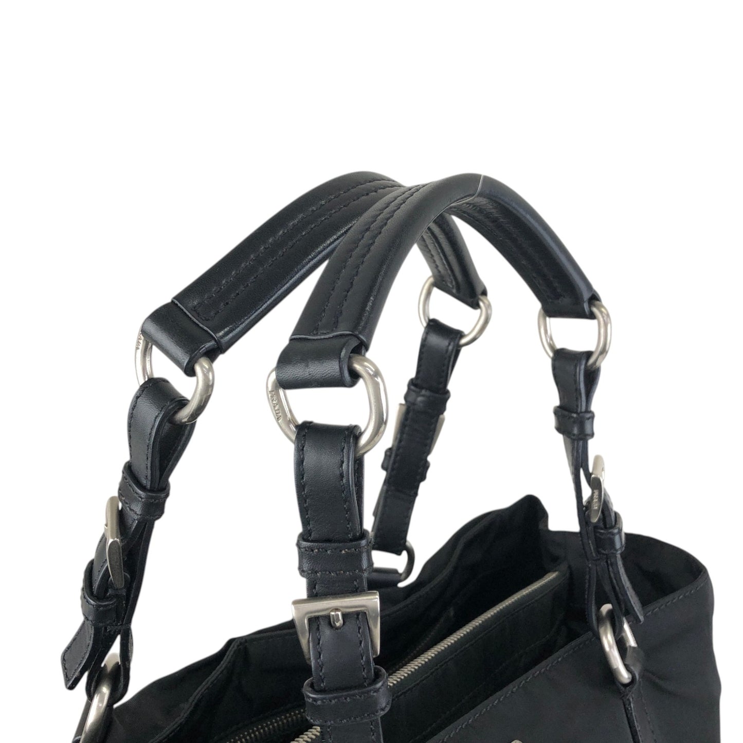PRADA Tessuto Triangle Logo Totebag Black Vintage 4f8fnv