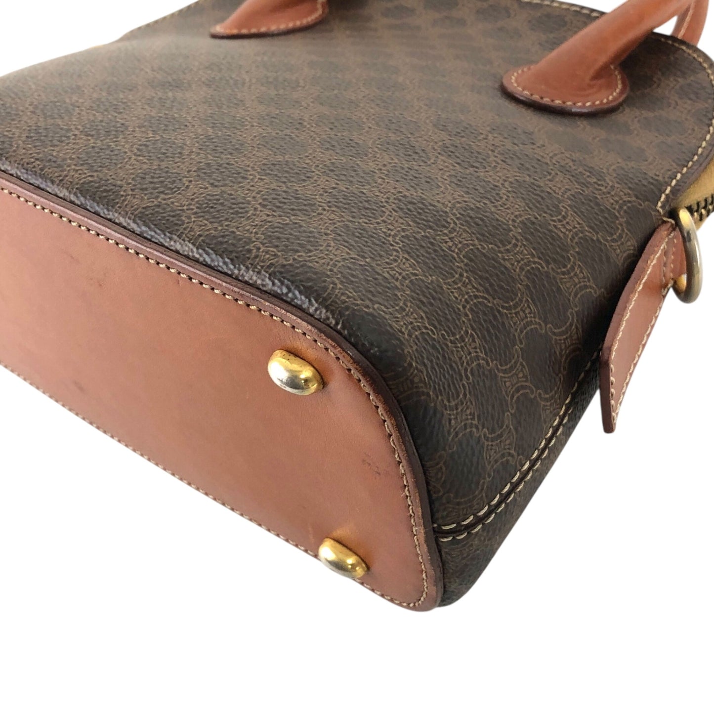 CELINE Macadam Two-way Small Handbag Shoulder bag Brown Vintage mmpyfi