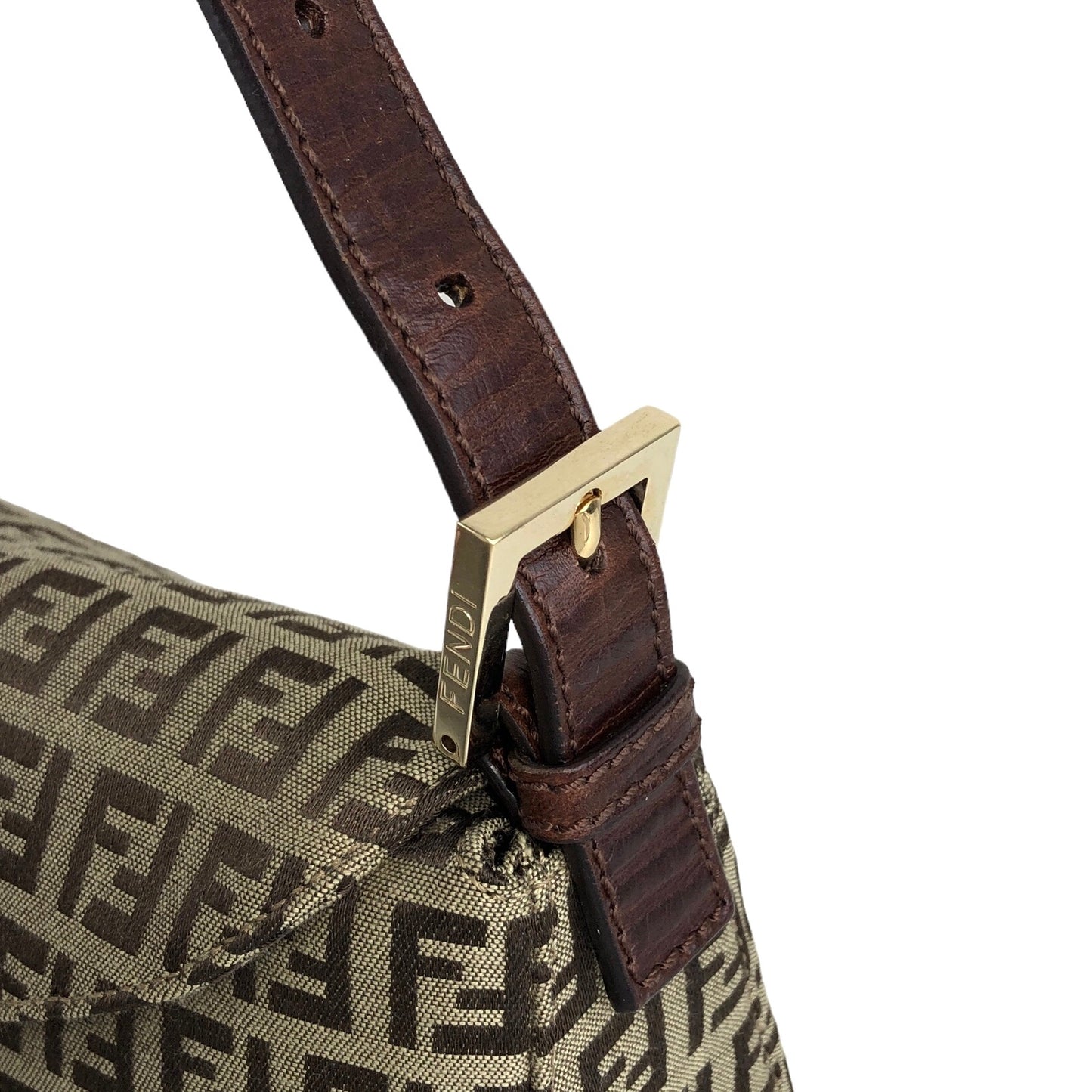 FENDI Zucchino Handbag Hobobag Brown Vintage 55k5nz