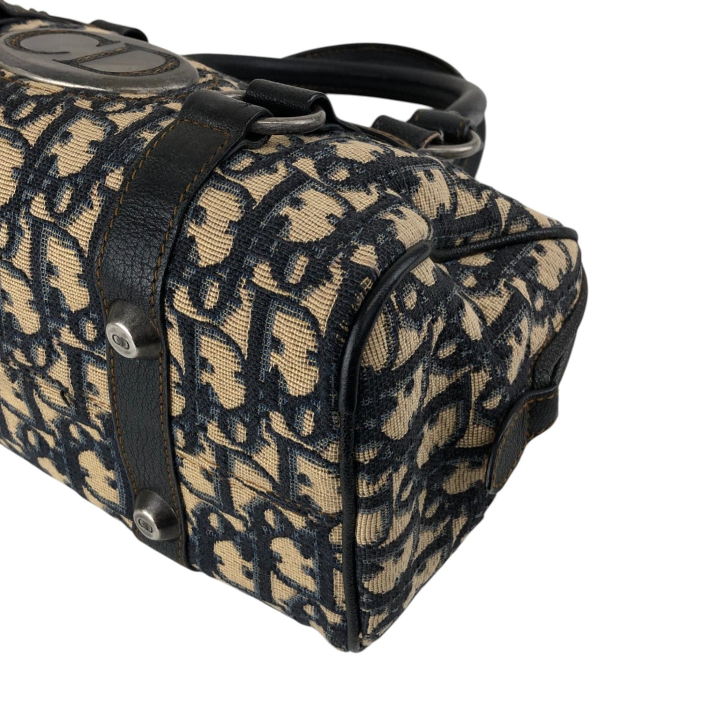 Christian Dior Trotter Small Boston bag Handbag Navy Vintage yrrvj3