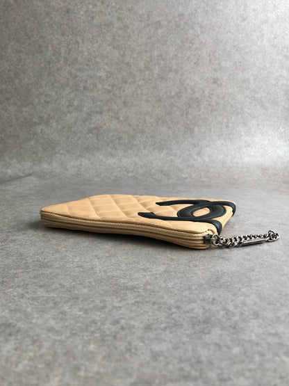 CHANEL Coco Mark Handbag Pouch Beige Vintage p5gycv