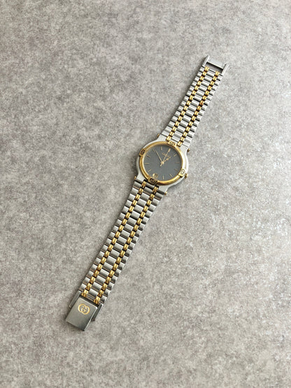 GUCCI Quartz Watch Silver×Gold 9000M Vintage abh865