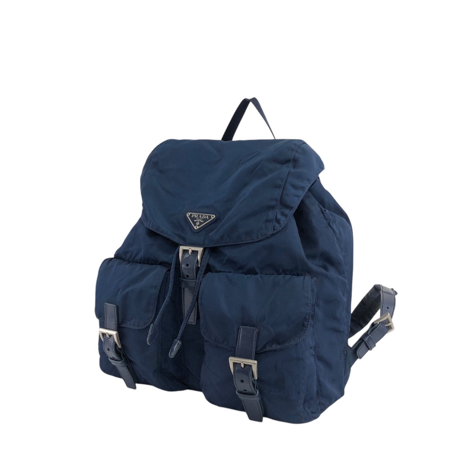 PRADA Triangle Logo Double Pocket Backpack Navy Vintage 7x3s5r