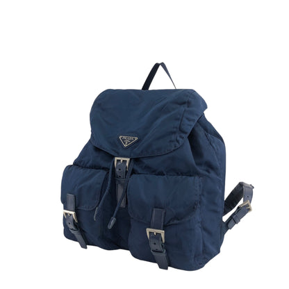 PRADA Triangle Logo Double Pocket Backpack Navy Vintage 7x3s5r