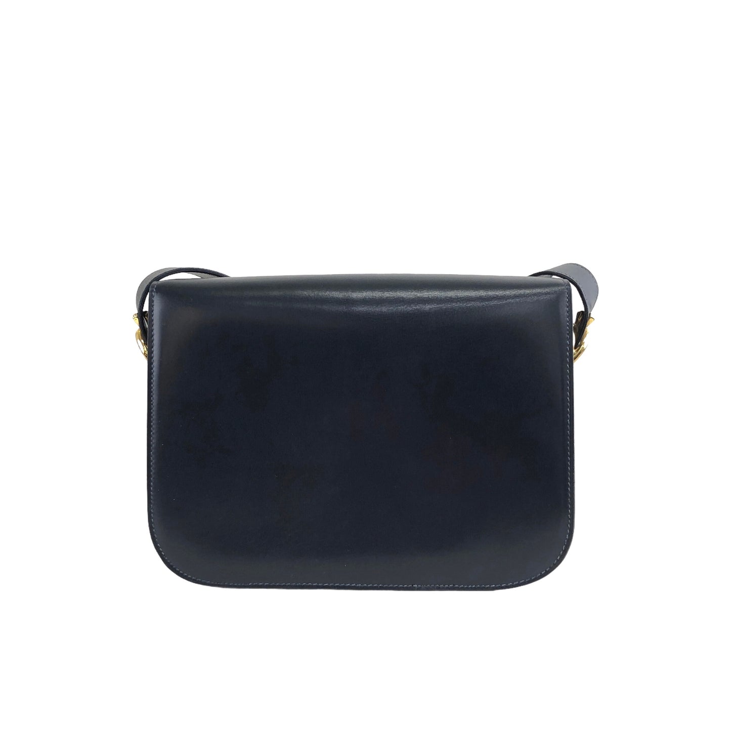 CELINE Horse Carriage Leather Shoulder bag Dark Navy Vintage  r2fr3z