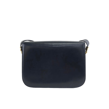 CELINE Horse Carriage Leather Shoulder bag Dark Navy Vintage  r2fr3z