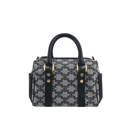 CELINE Macadam Triomphe Handbag Boston bag Gray Vintage skkab5
