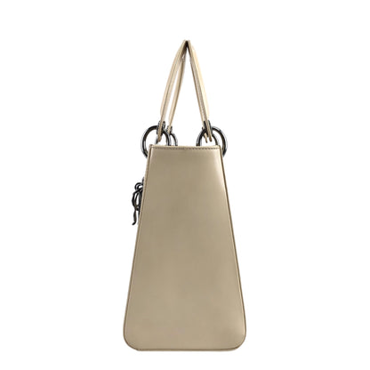 Christian Dior Lady Dior Logo Embossed Handbag Beige Vintage rnt3g4