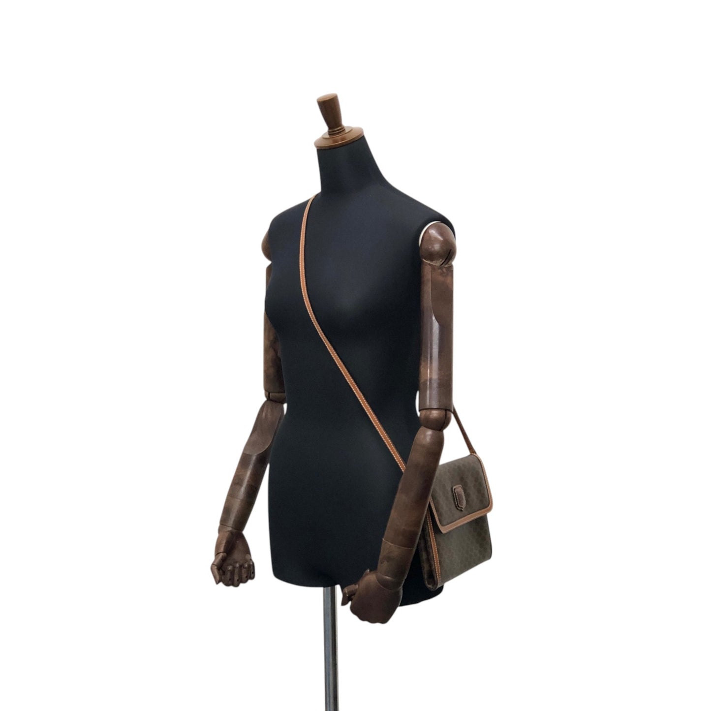 CELINE Macadam Blason Shoulder bag Brown Vintage emwcwc