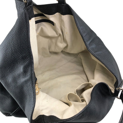 GUCCI Logo Embossed Tassel Shoulder bag Hobobag Black Vintage p2pw3n