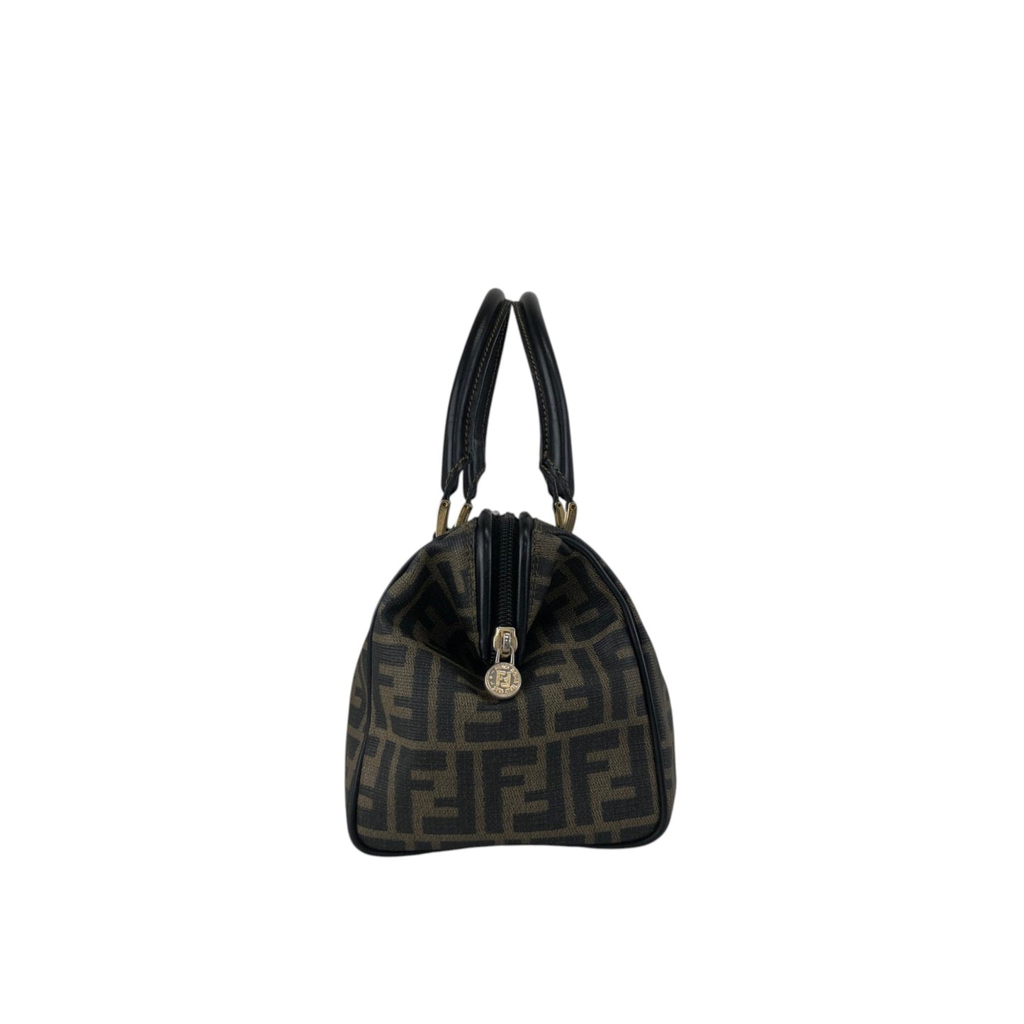 FENDI Zucca Logo Small Boston bag Handbag Black Vintage cf6xpb