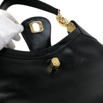 CELINE Blason Turn Lock Shoulder bag Hobobag Black Vintage re82zm