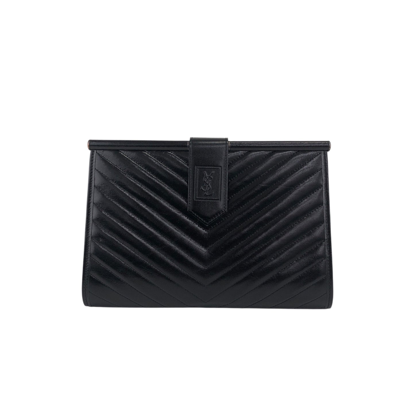 Yves Saint Laurent YSL Logo Clutch bag Black Vintage xv8d62