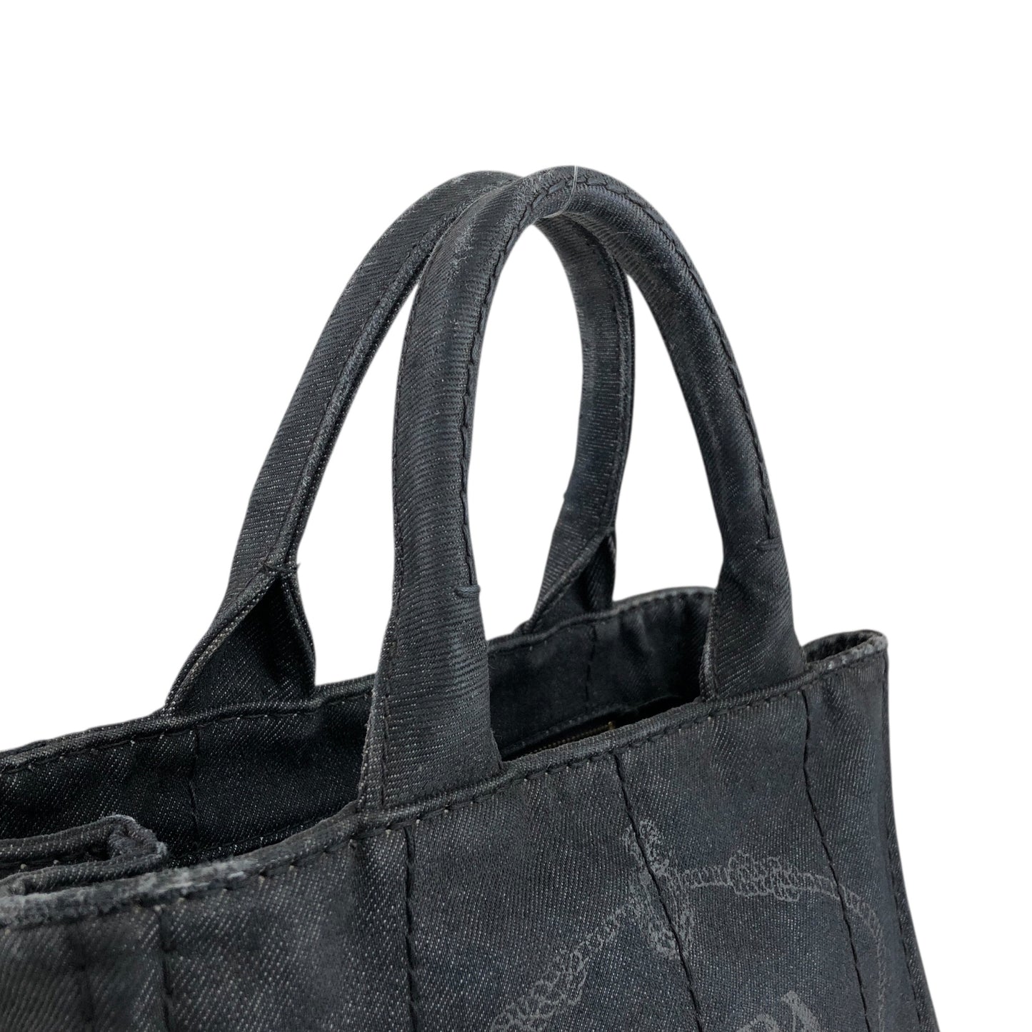 PRADA Canapa Two-way Handbag Shoulder bag Black Vintage ngejs5