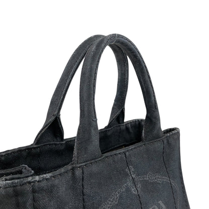PRADA Canapa Two-way Handbag Shoulder bag Black Vintage ngejs5