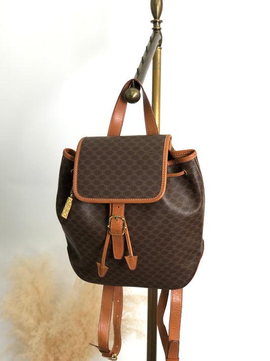 CELINE Macadam Front Buckle Backpack Brown Vintage 22b6rx
