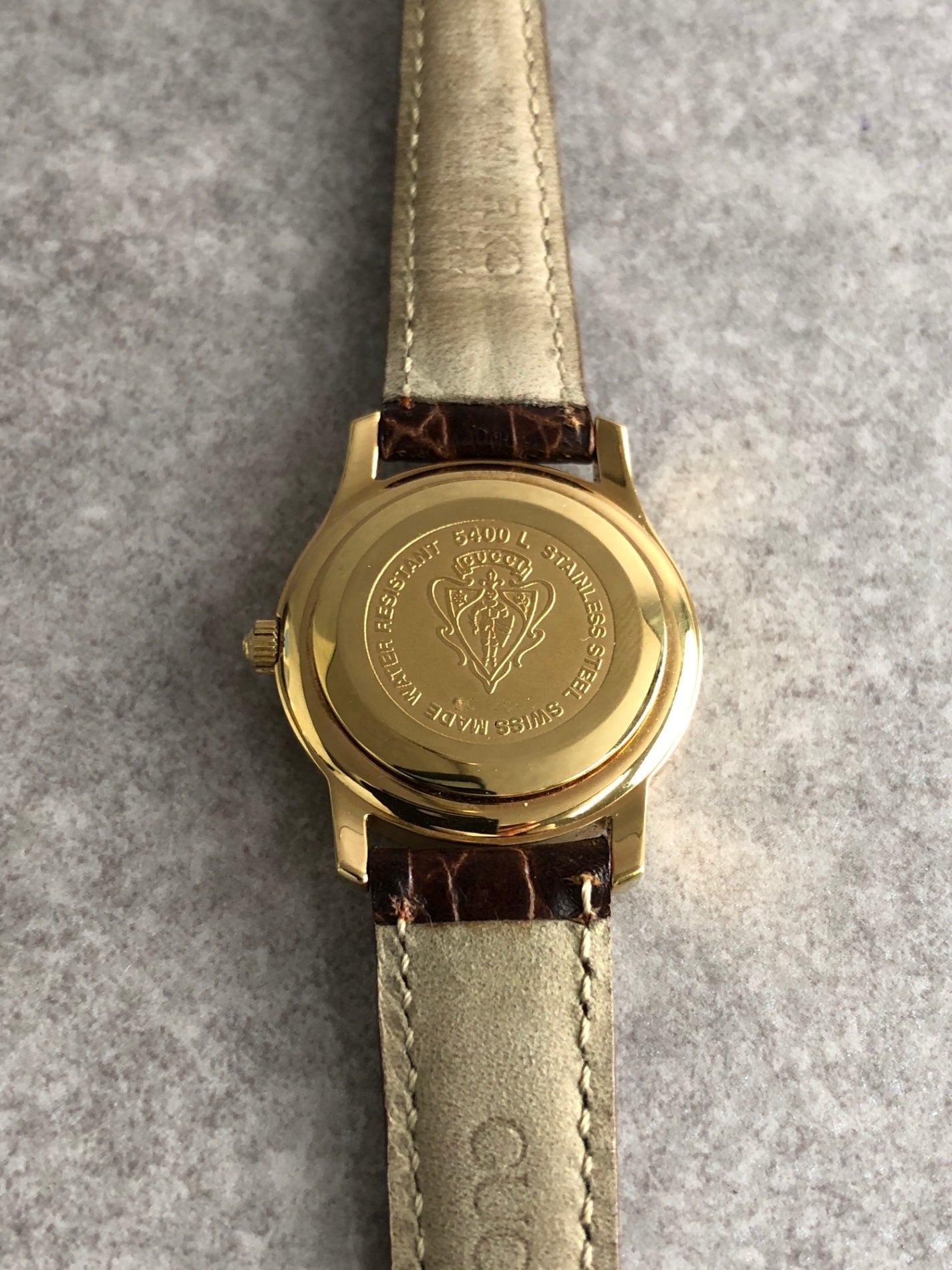 GUCCI Logo Quartz Watch Brown Vintage 42gi68