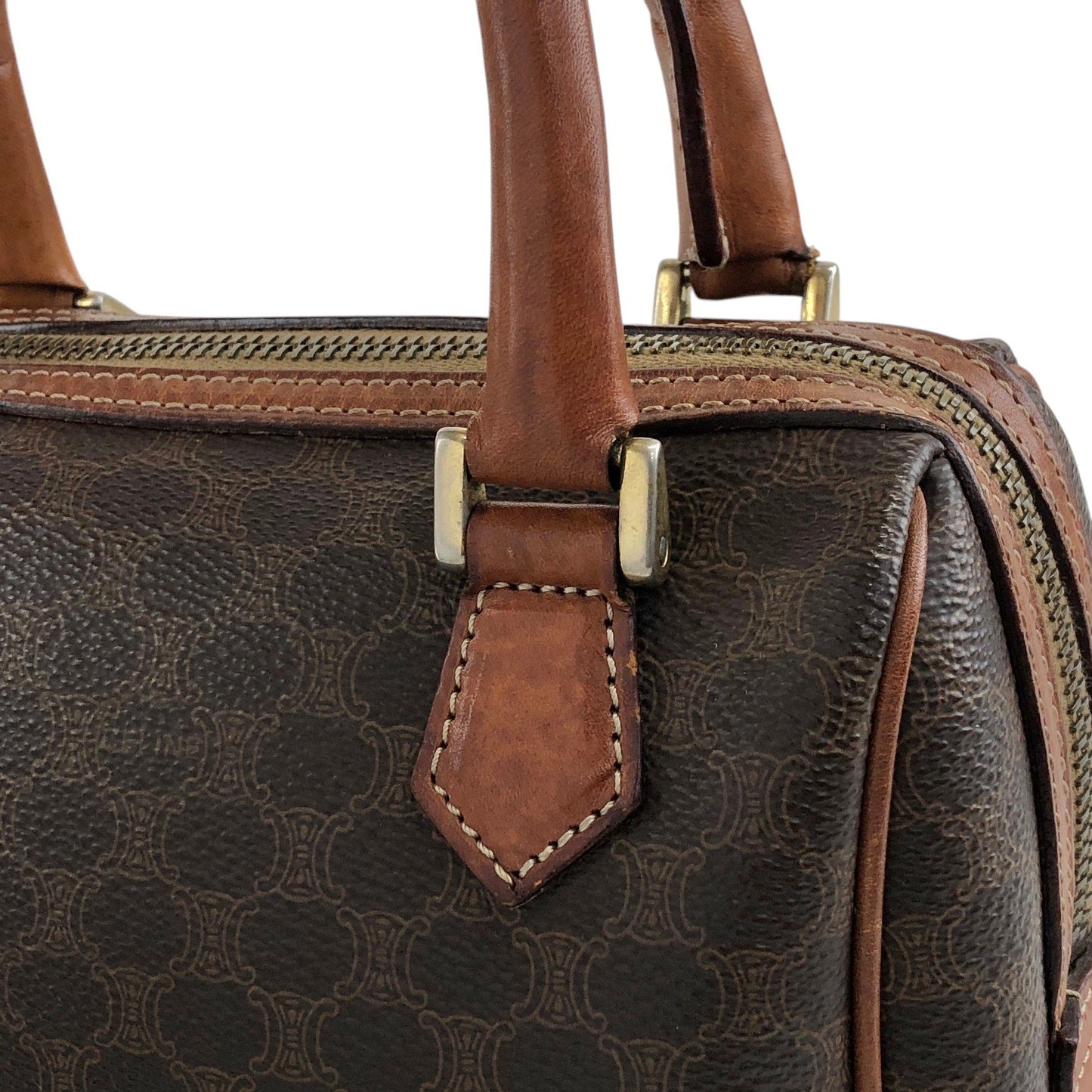 CELINE Macadam Two-way Small Boston bag Shoulder bag Brown Vintage b6a3tr
