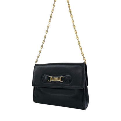 CELINE Blason Horse Bit Chain Shoulder bag Black Vintage zstzja