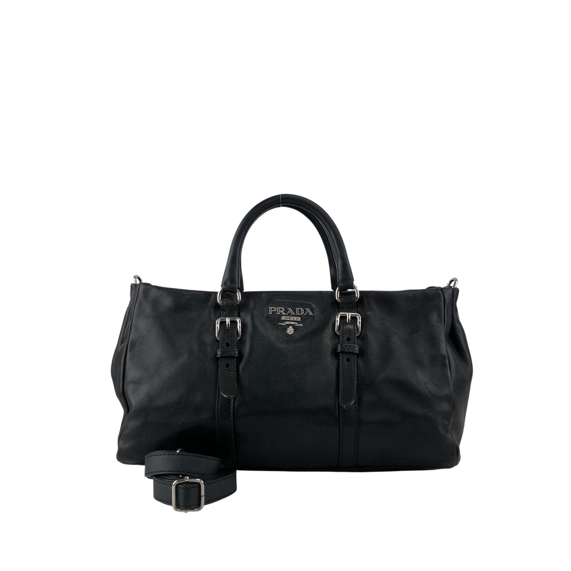 PRADA Logo Two-way Handbag Shoulder bag Black Vintage 2n4xpw