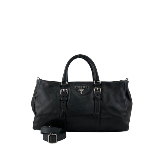 PRADA Logo Two-way Handbag Shoulder bag Black Vintage 2n4xpw