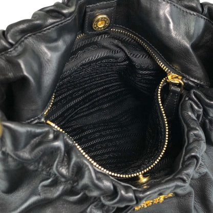 PRADA Logo Shoulder bag Hobobag Black Vintage ay6whk