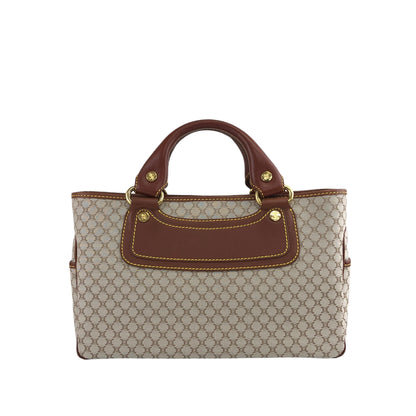 CELINE Macadam Canvas Leather Handbag Beige Vintage ybm6xd