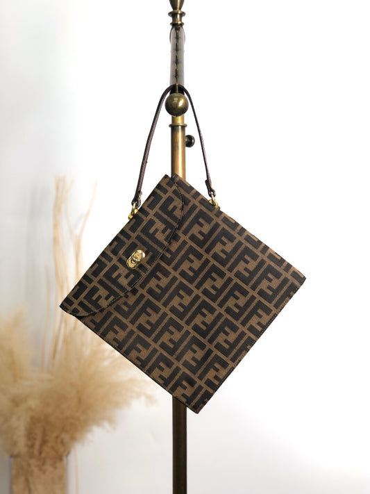 FENDI Zucca Handbag Brown Vintage 5pdvzg