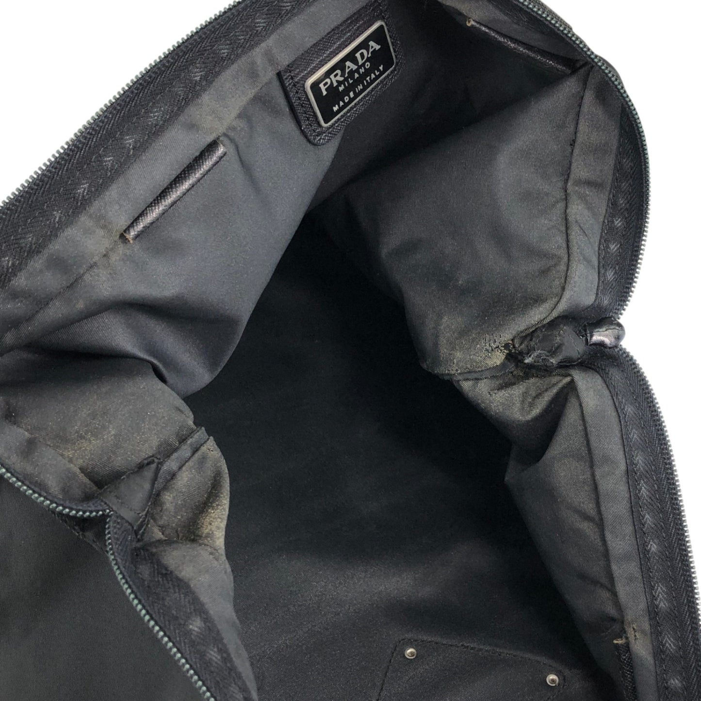PRADA Tessuto Triangle Logo Handbag Totebag Black Vintage 6e4zku