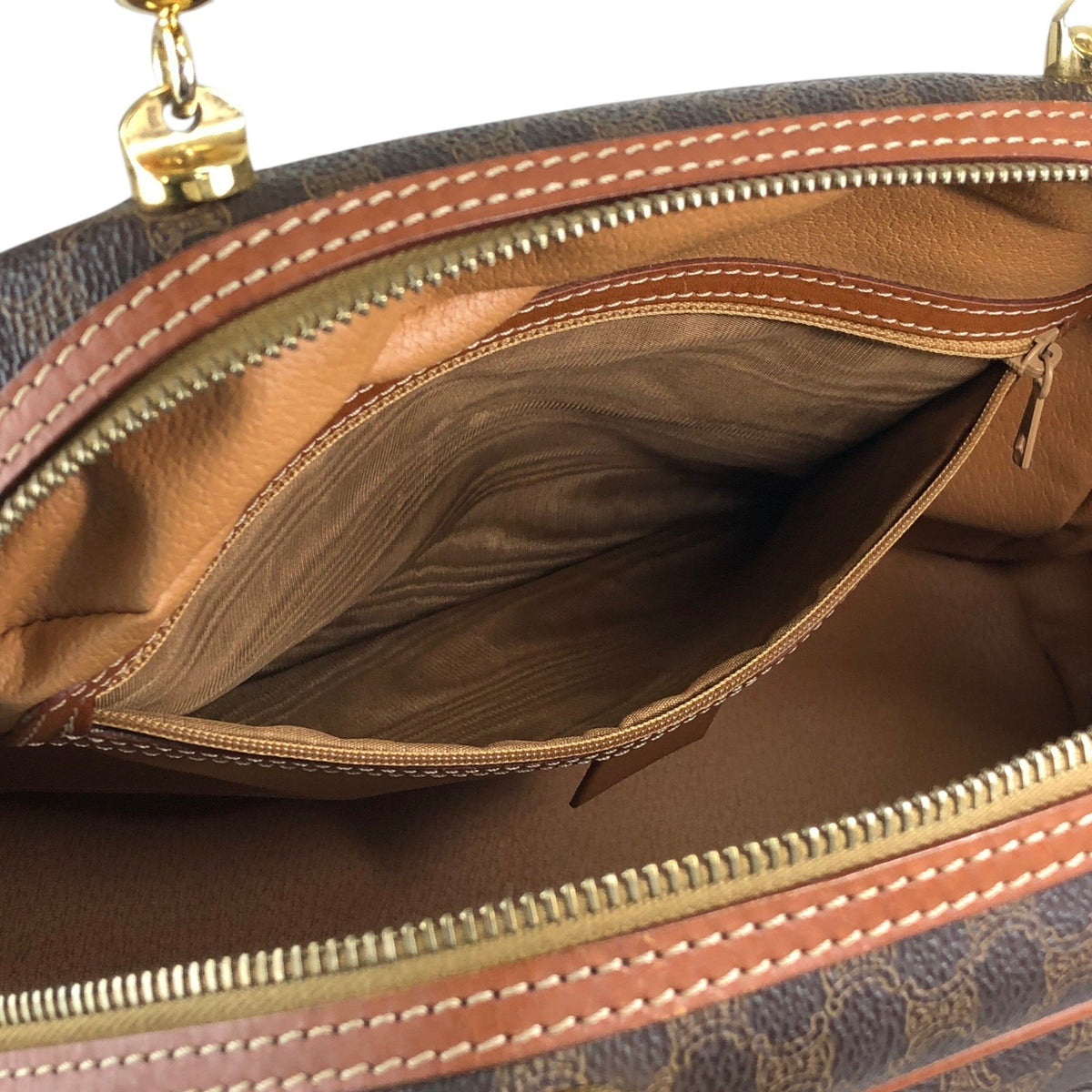 CELINE Macadam Blason Handbag Brown Vintage 623s5d