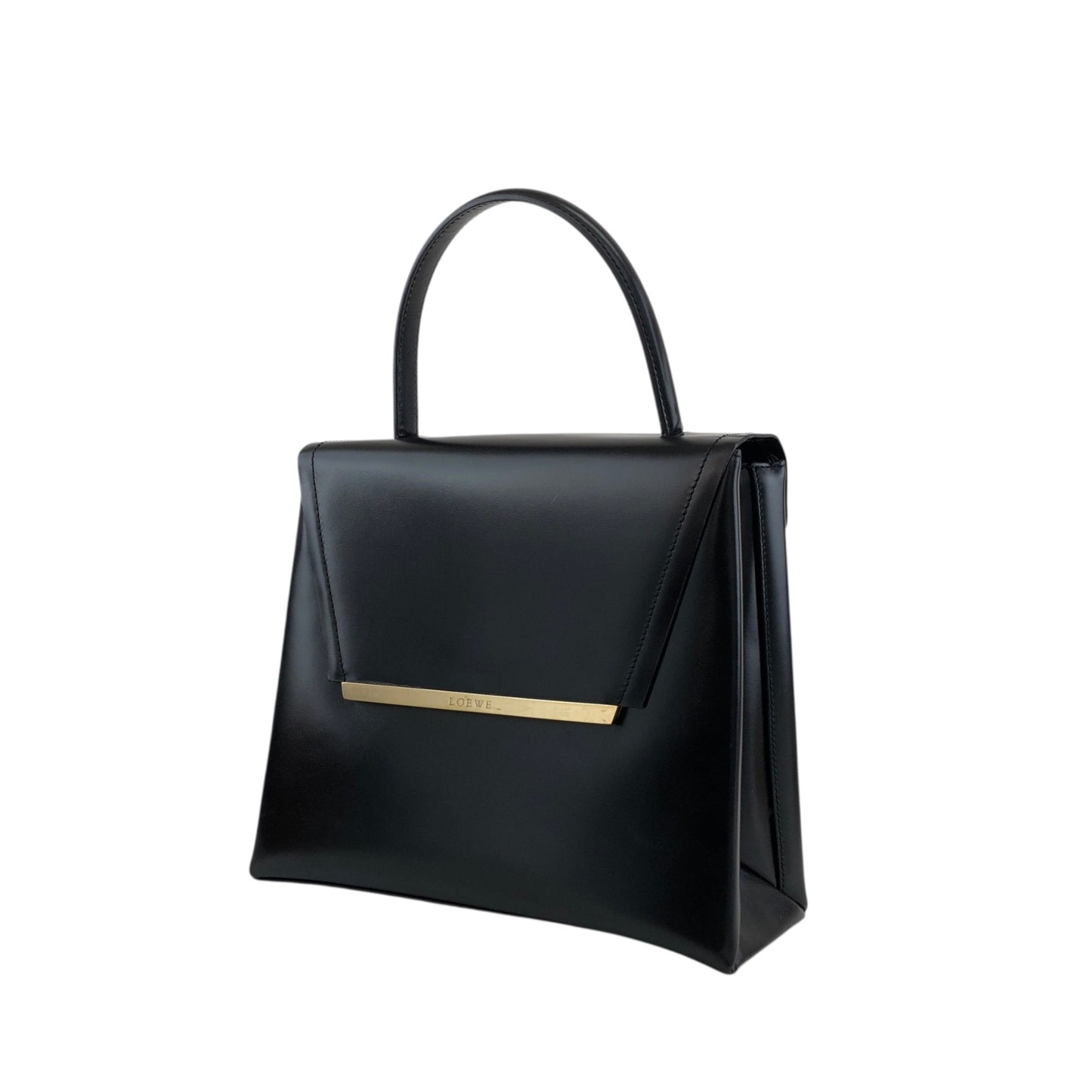 LOEWE Logo Two-way Handbag Shoulder bag Black Vintage 588t4s