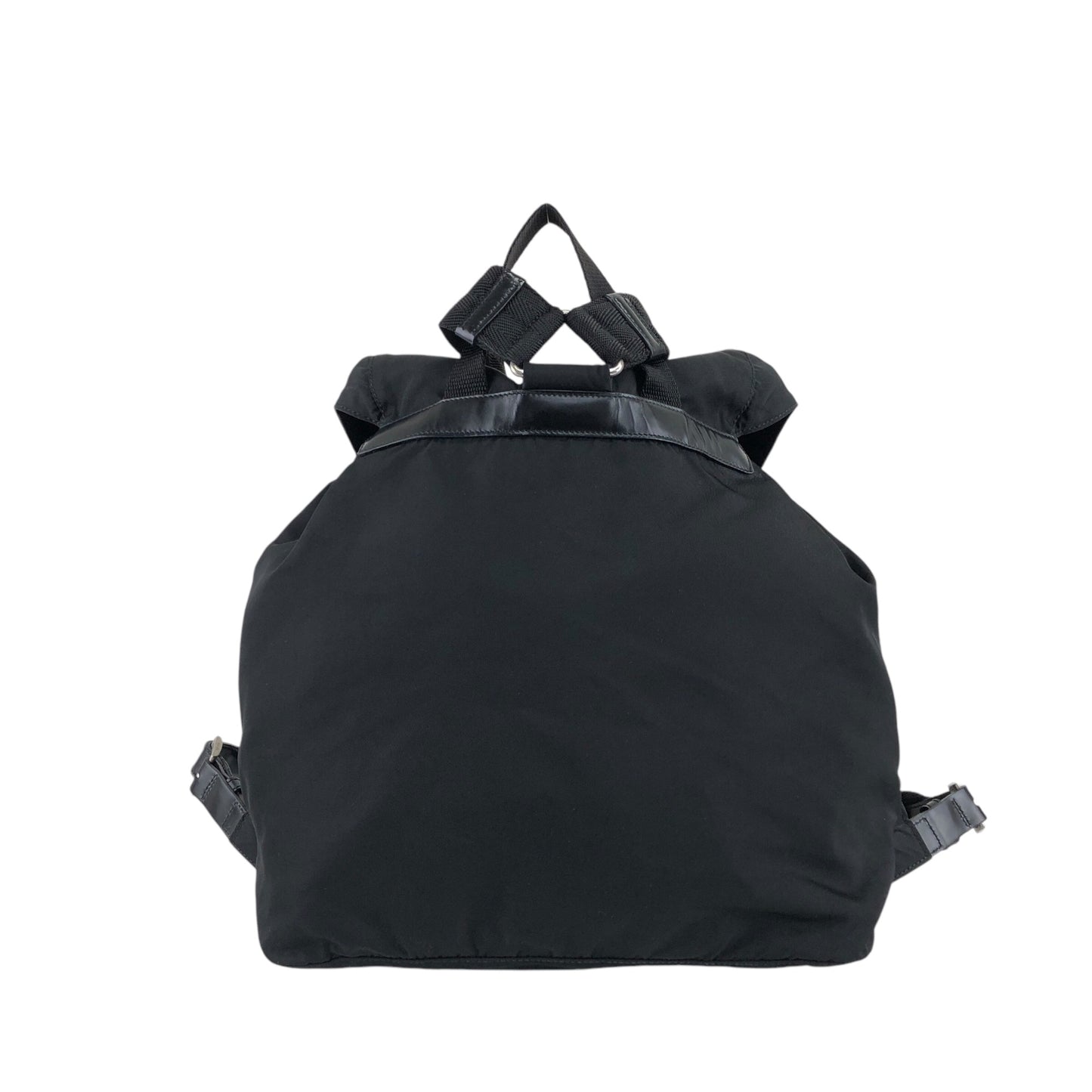 PRADA Triangle Logo Double Pocket Backpack Black Vintage 7hx8bf