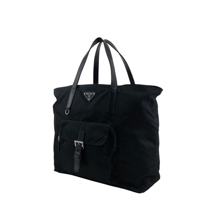 PRADA Tessuto Triangle Logo Front Pocket Two-way Handbag Shoulder bag Black Vintage kuap33