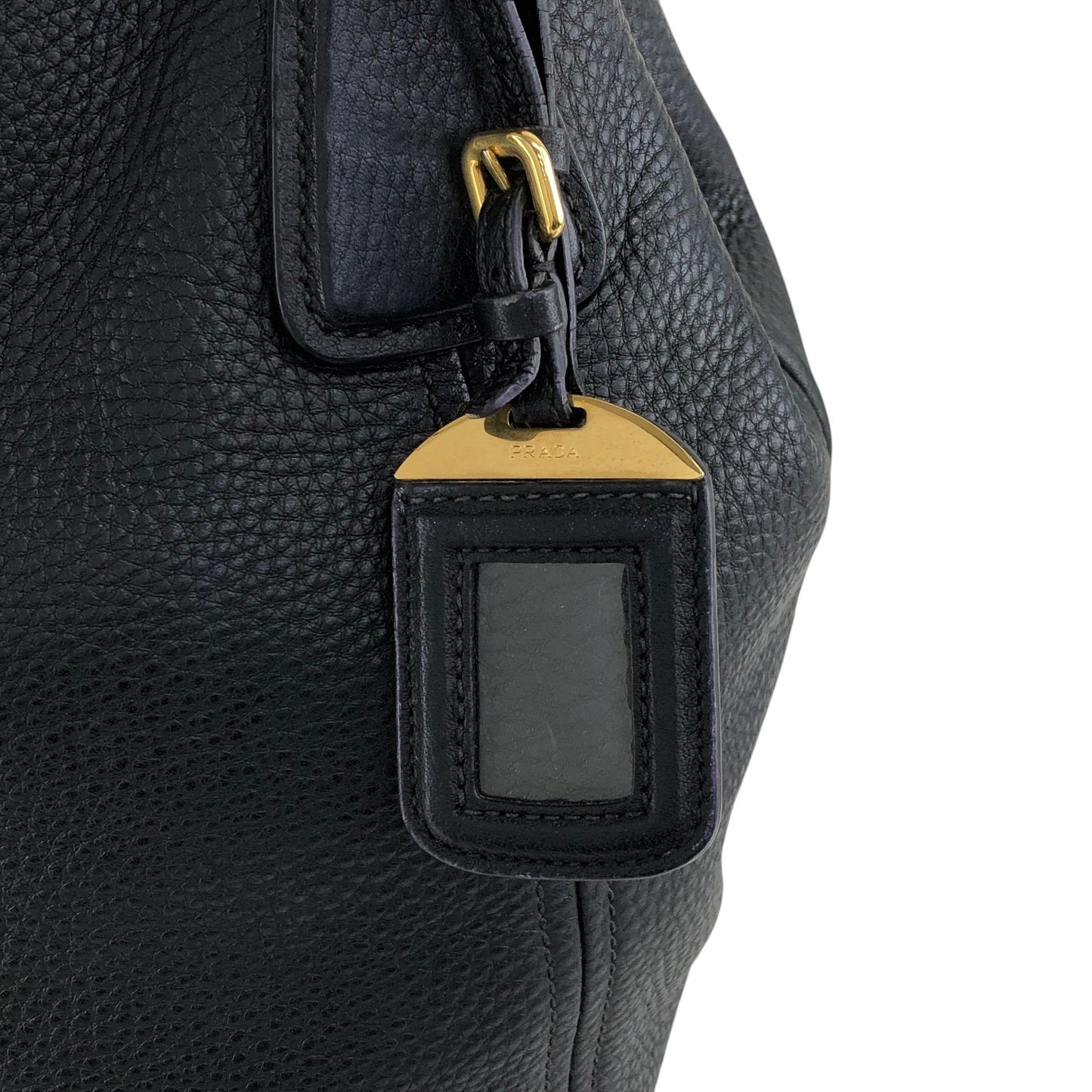 PRADA Logo Handbag Black BN2534 Vintage 6ubit3