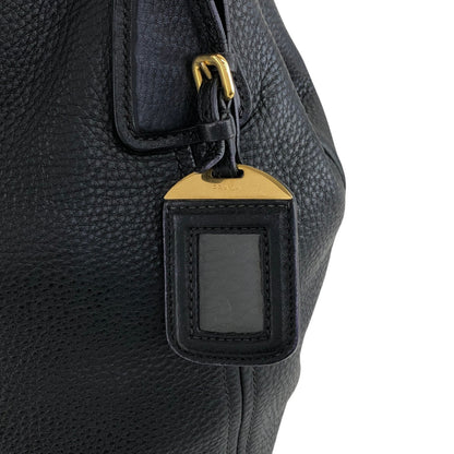 PRADA Logo Handbag Black BN2534 Vintage 6ubit3