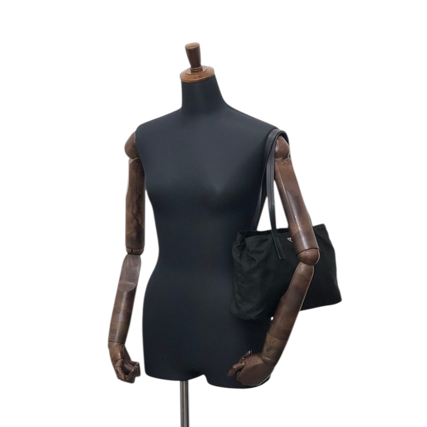 PRADA Tessuto Triangle Logo Totebag Black Vintage 6dyded