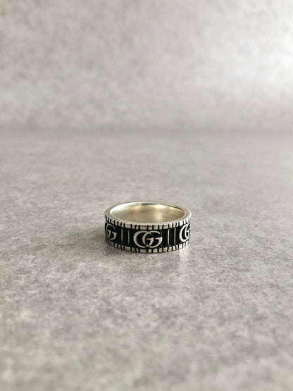 GUCCI Logo Motif SILVER925 Ring Silver Vintage a7z2xk