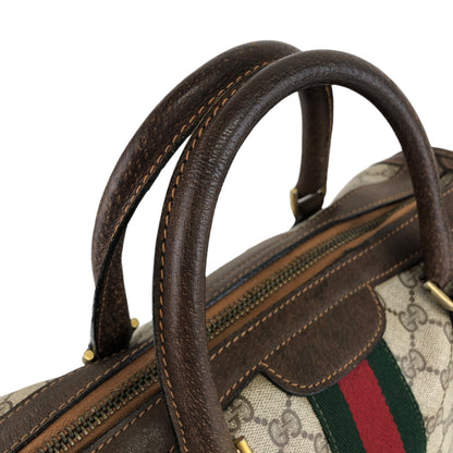 GUCCI Sherry Line GG Canvas Handbag Boston bag Brown Vintage pcefbw