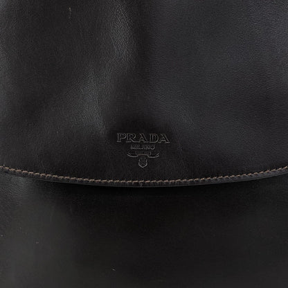 PRADA Logo Embossed Shoulder bag Brown Vintage ecb6ar
